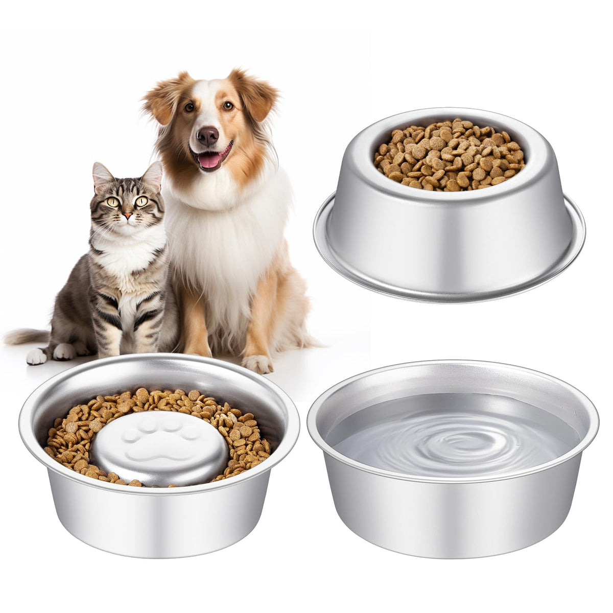 Stainless Steel Pet Dog Water and Food Bowl, 2-Pack P25302