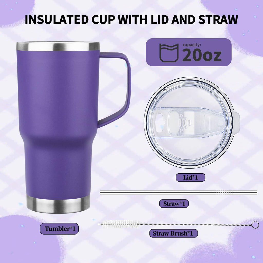 20oz Insulated Stainless Steel Tumbler with Handle and Straw Y7304