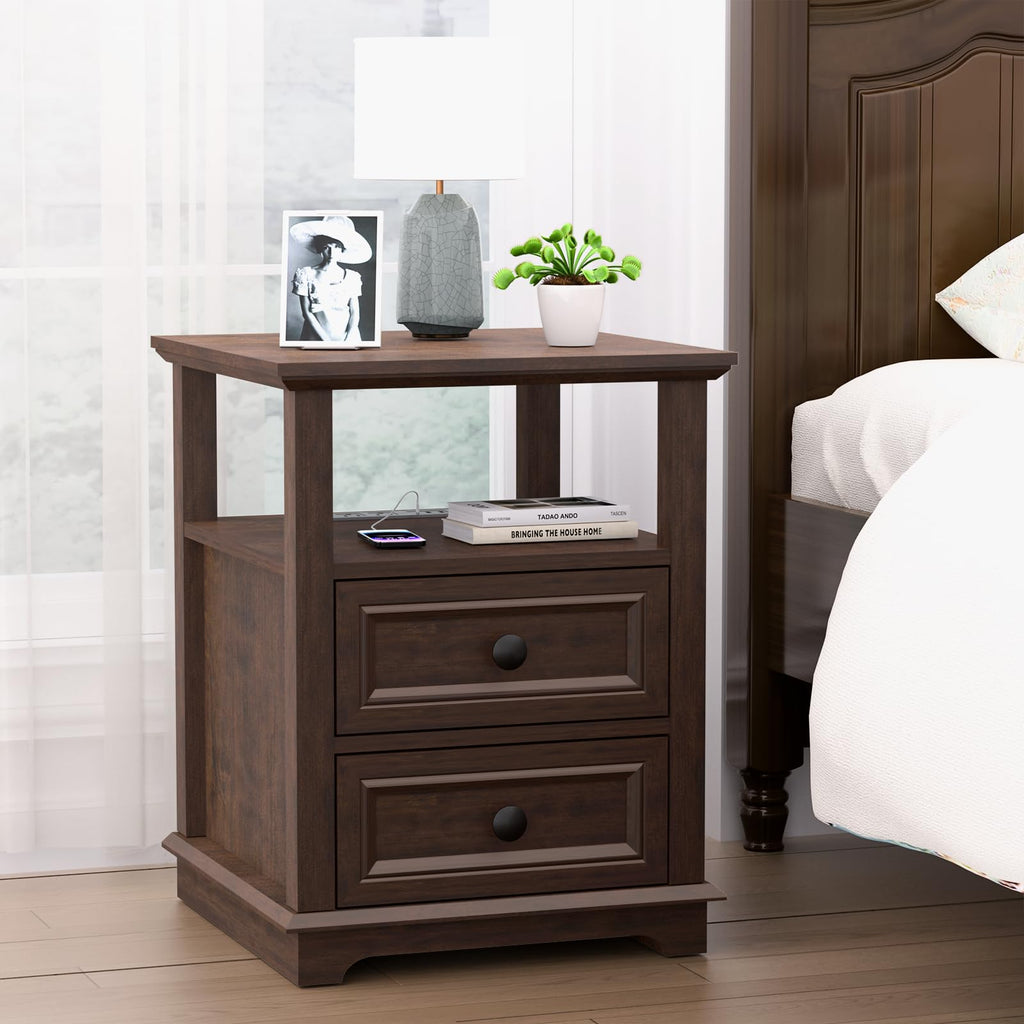 24" Tall End Table with Charging Station & 2 Drawers Y94573