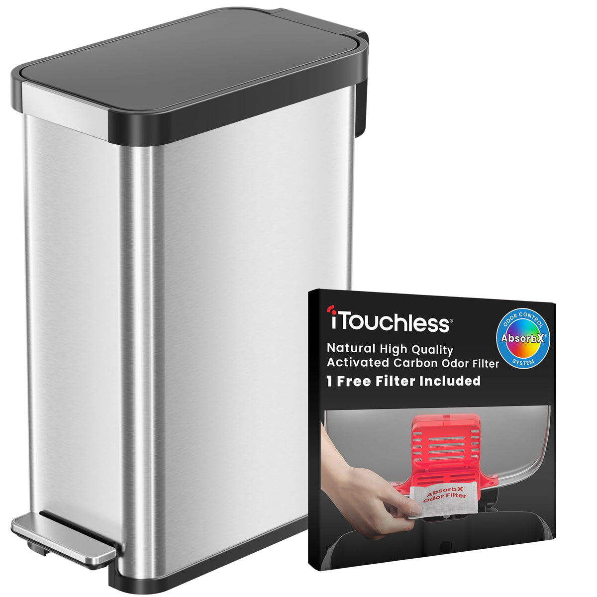 13.2 Gallon Kitchen Trash Can with Odor Filter W3945