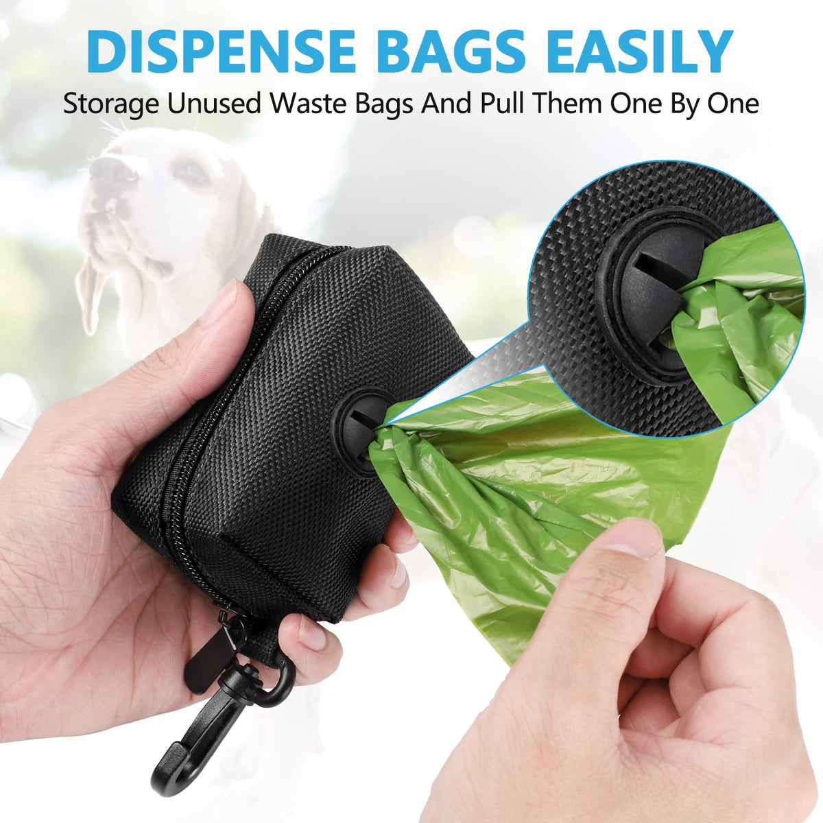Black Dog Poop Bag Dispenser with Leash Clip P527112