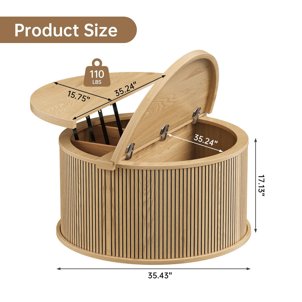 Round Lift Top Coffee Table with Storage T1992