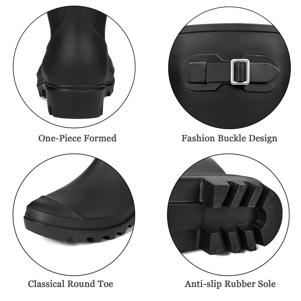 Women's Tall Waterproof Rubber Wide Calf Rain Boots I2542