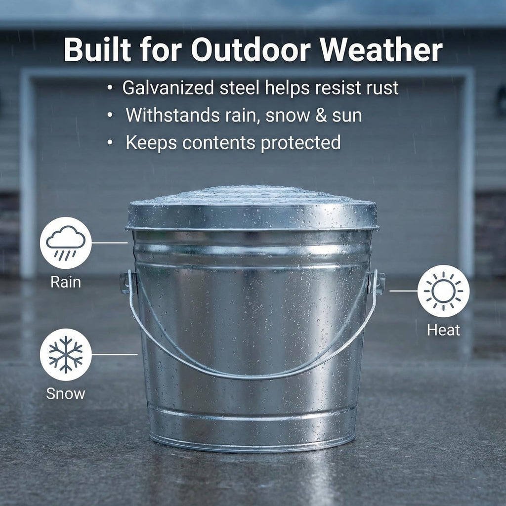 6-Gallon Galvanized Steel Locking Lid Trash Can T15404