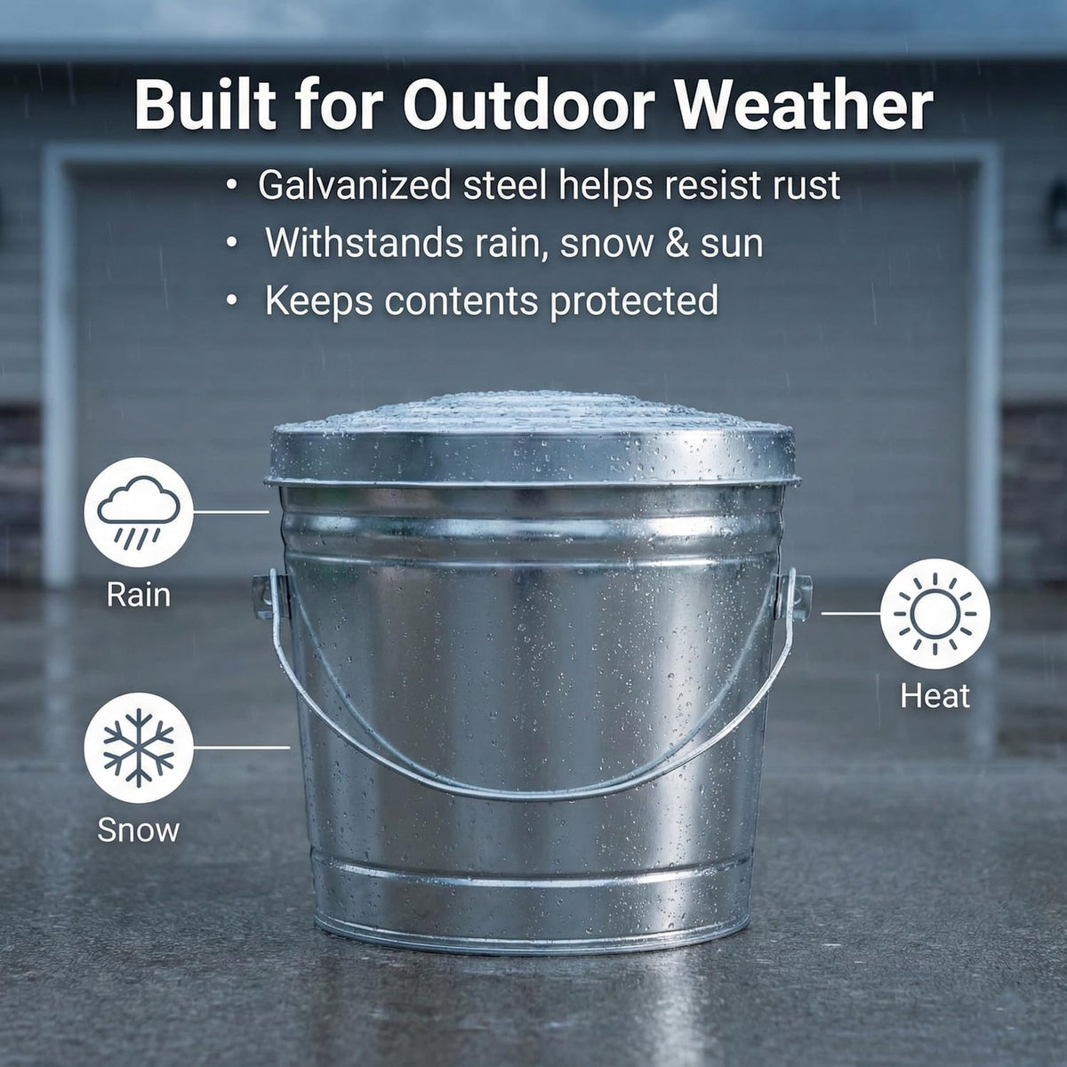 6-Gallon Galvanized Steel Locking Lid Trash Can T15404