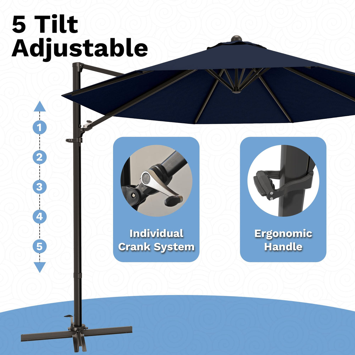 10ft Navy Blue Cantilever Patio Umbrella A38548
