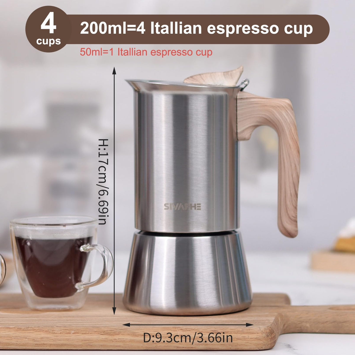 4 Cups Stainless Steel Stovetop Espresso Coffee Maker 10 oz Moka Pot K4660