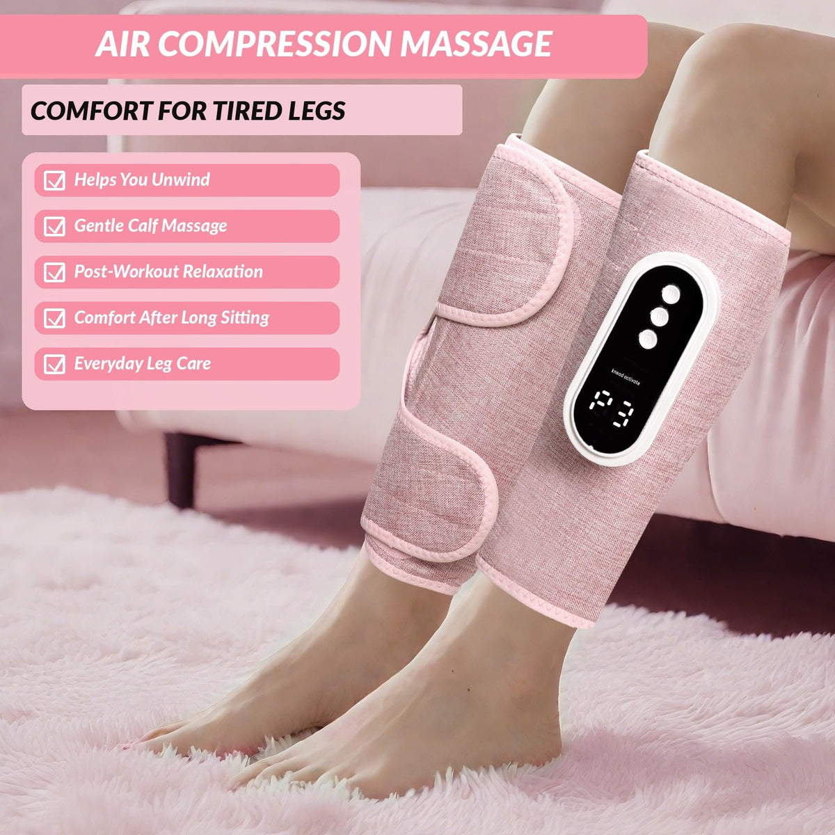 Cordless Air Compression Leg Massager with Heat A925