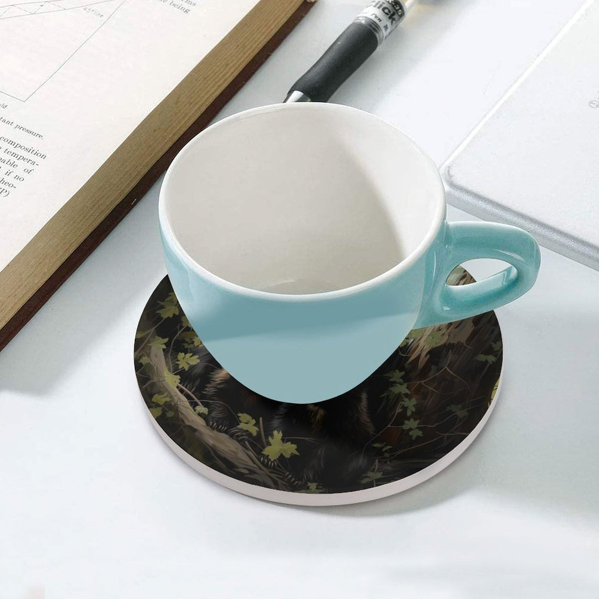 Absorbent Ceramic Stone Coasters Set of 4 Cork Base X792