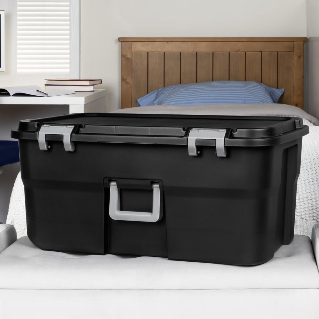 22 Gallon Black Wheeled Plastic Storage Trunk C9898
