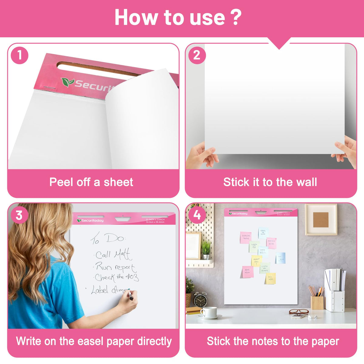 Sticky Easel Pad 25 x 30 Inch Flip Chart Paper 30 Sheets 4 Pads E617