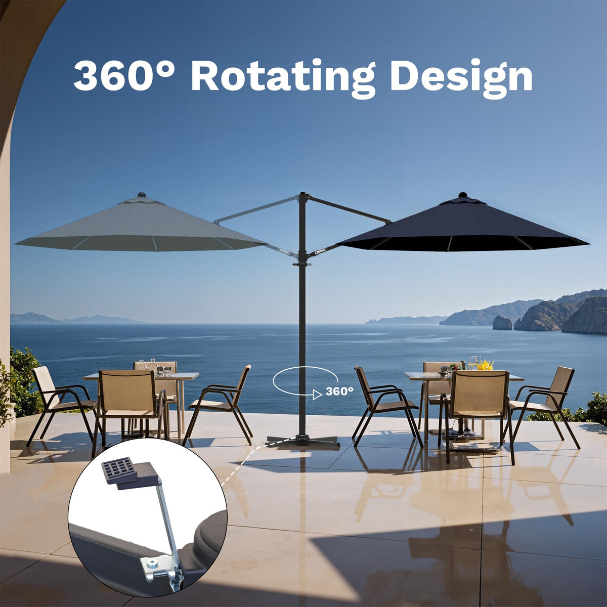 10ft Navy Blue Cantilever Patio Umbrella A38548