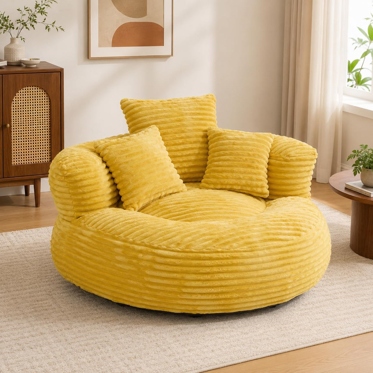 Oversized Mustard Yellow Bean Bag Chair S8121