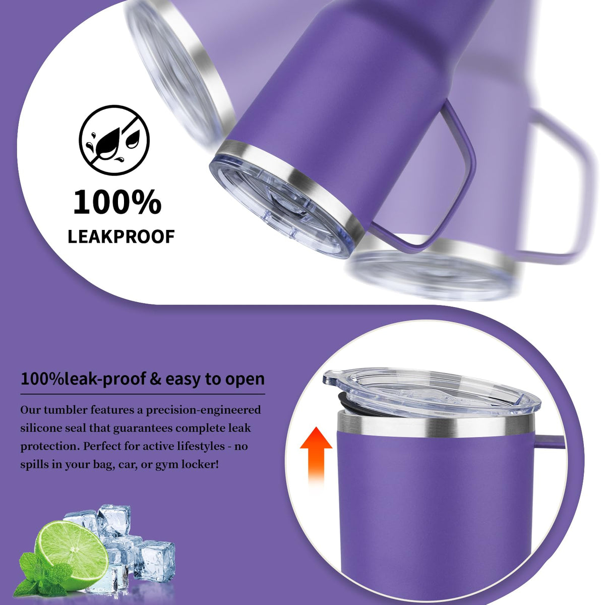 20oz Insulated Stainless Steel Tumbler with Handle and Straw Y7304