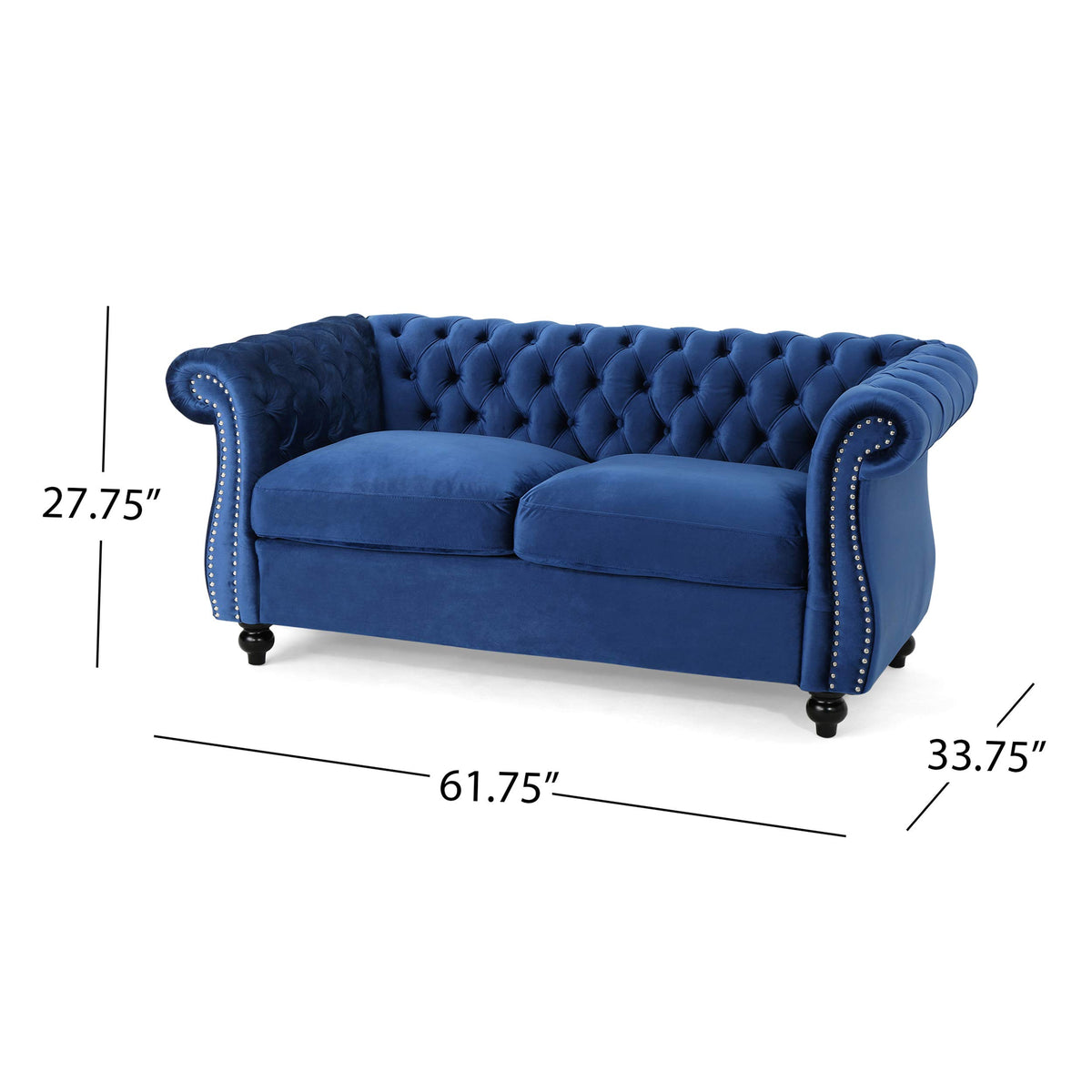 Navy Blue Velvet Tufted Chesterfield Sofa H452126