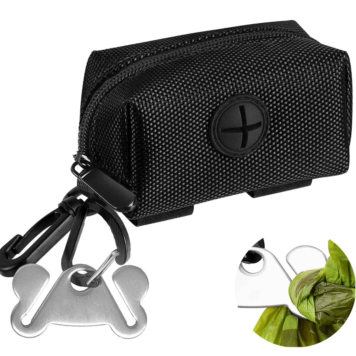 Black Dog Poop Bag Dispenser with Leash Clip P527112