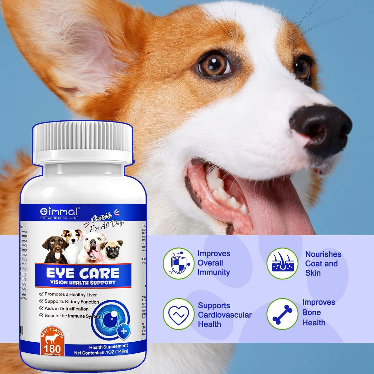 Omega 3 DHA Dog Eye Health Supplements, 180 Count N7732