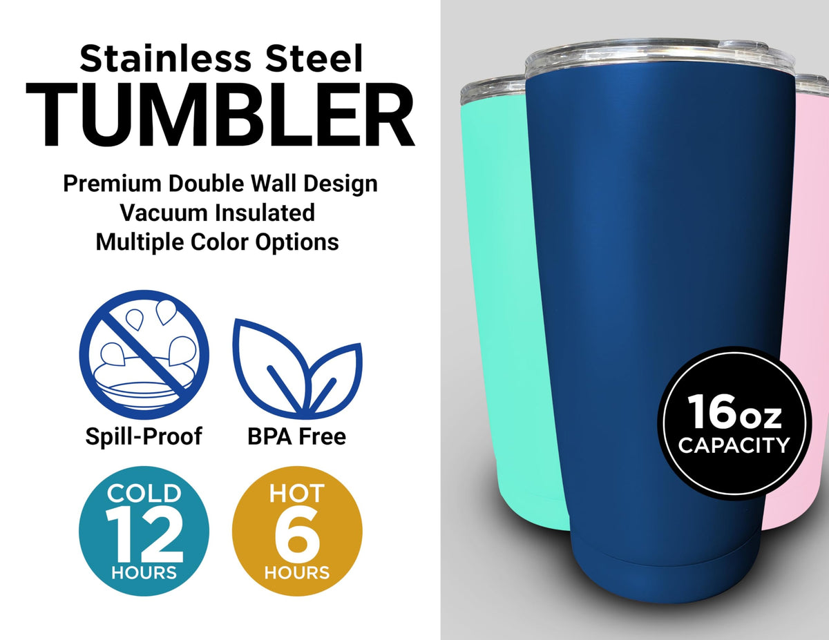 16 oz Insulated Stainless Steel Tumblers 2 Pack Black E46935