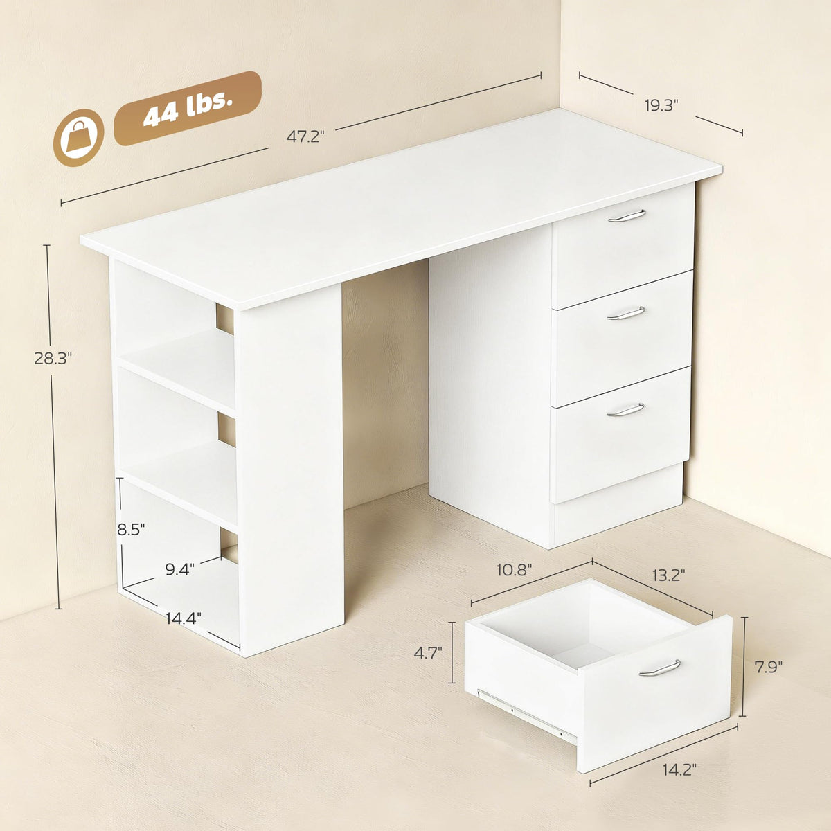 White Computer Desk with Drawers J27157