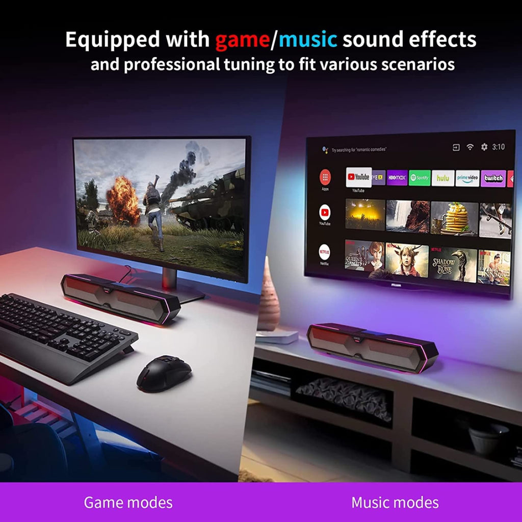 Computer Sound Bar with Deep Bass RGB Microphone Bluetooth 5.3 USB N695