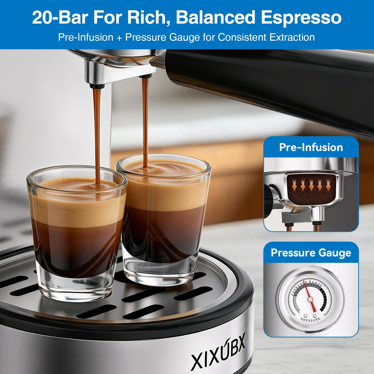 20 Bar Espresso Machine with Milk Frother A7654