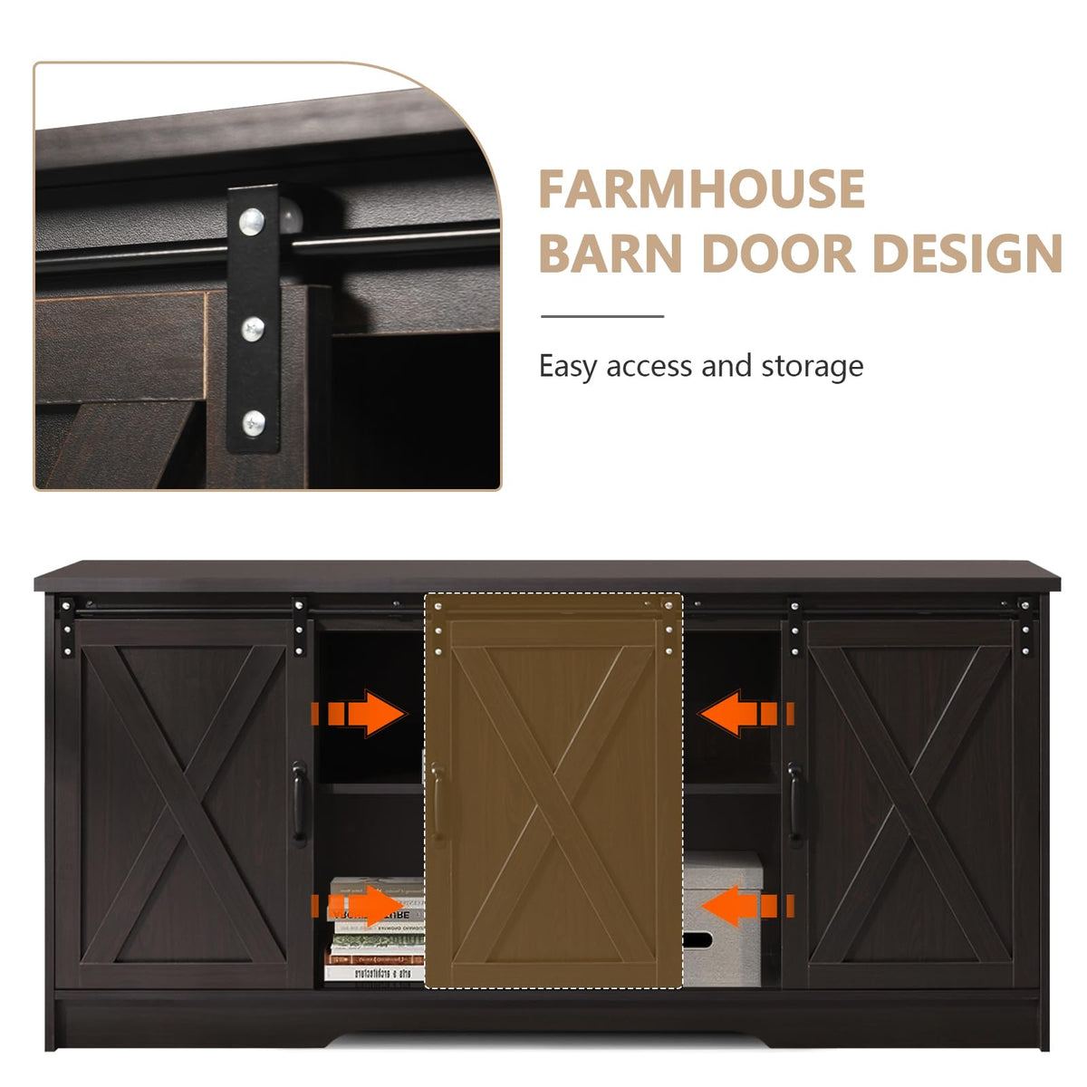 65 Inch TV Stand with Sliding Barn Doors N948961