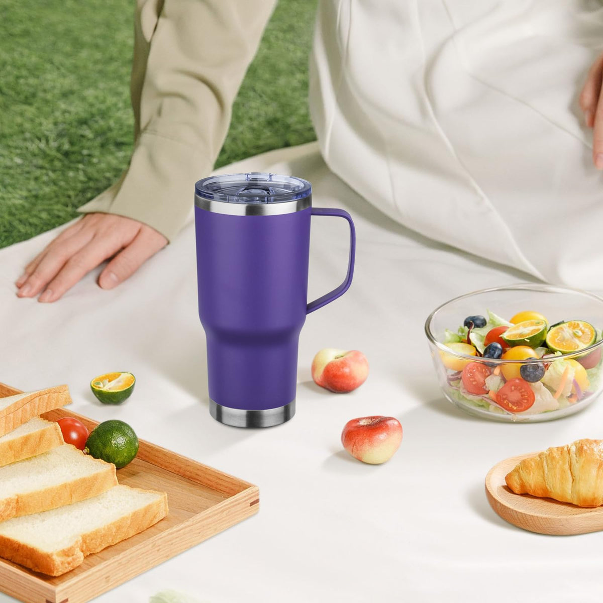 20oz Insulated Stainless Steel Tumbler with Handle and Straw Y7304