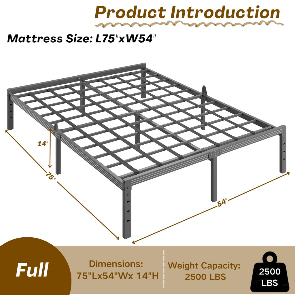 14 Inch Metal Platform Full Bed Frame with Storage P230