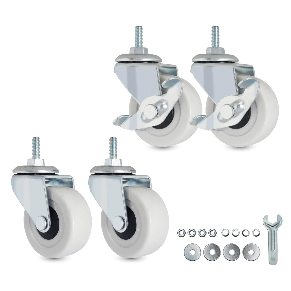 2 Inch PVC Threaded Stem Caster Wheels, Set of 4 J5188