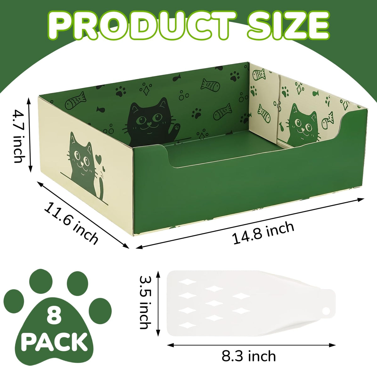 8 Pcs Disposable Cat Litter Box with Scoop E602395