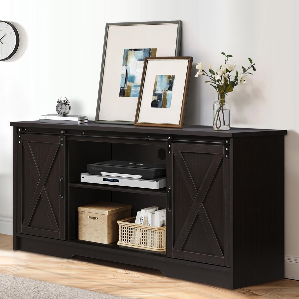 65 Inch TV Stand with Sliding Barn Doors N948961