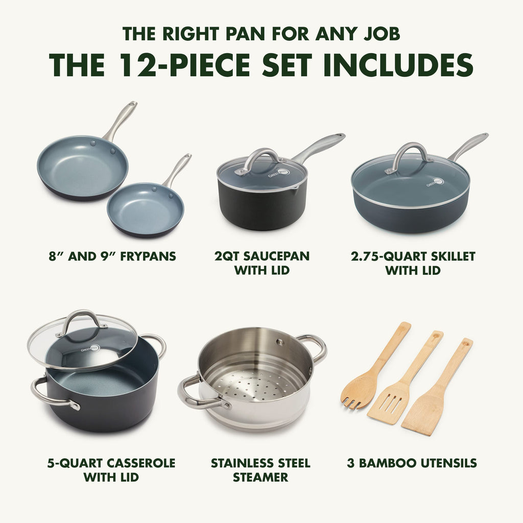 Hard Anodized Ceramic Nonstick 12 Piece Cookware Set L723672