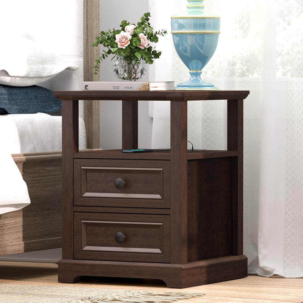 24" Tall End Table with Charging Station & 2 Drawers Y94573