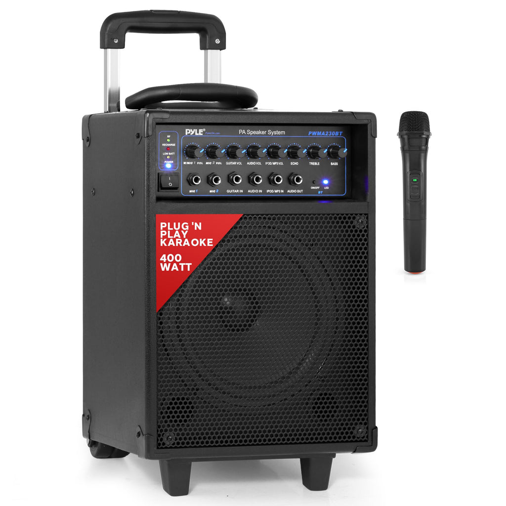 Wireless Portable PA System 400W Bluetooth Compatible Rechargeable Battery Powered Speaker Microphone Set H32056