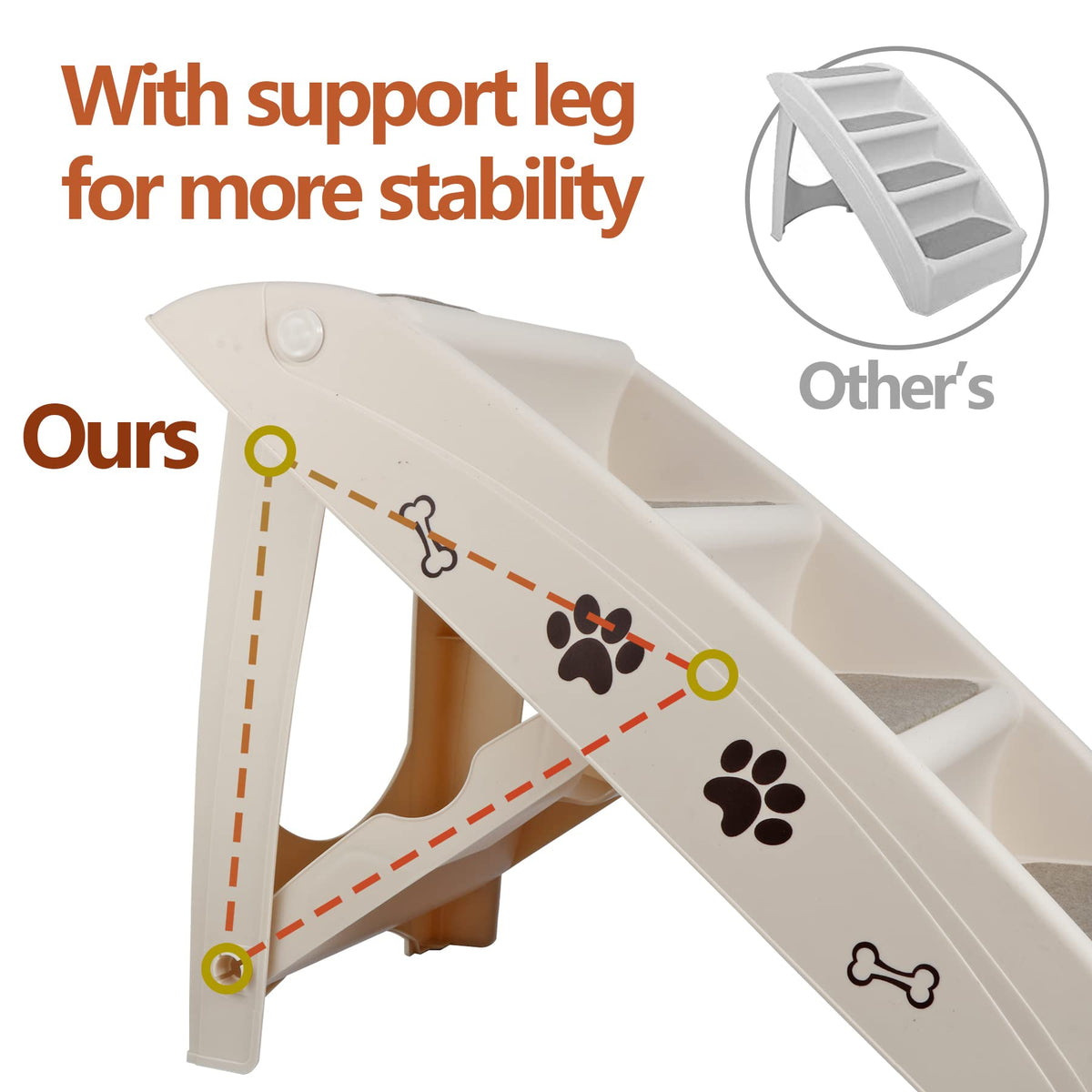 Tan 4-Step Non-Slip Foldable Pet Steps T773914