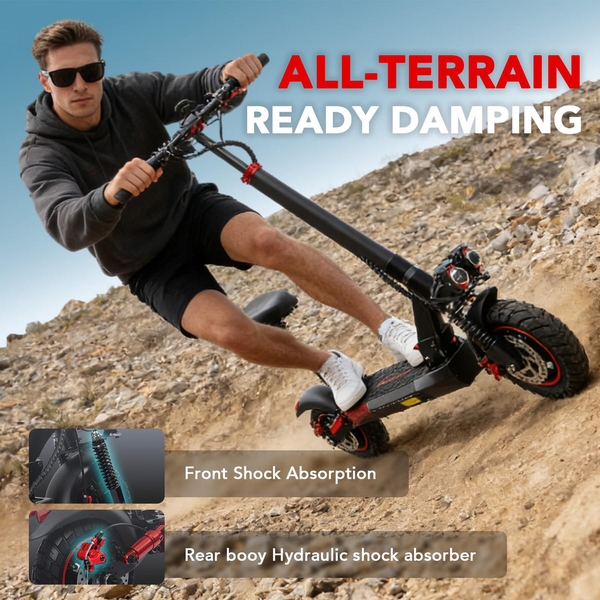 Electric Scooter with Seat, 1200W Motor, 28 MPH Top Speed P6730