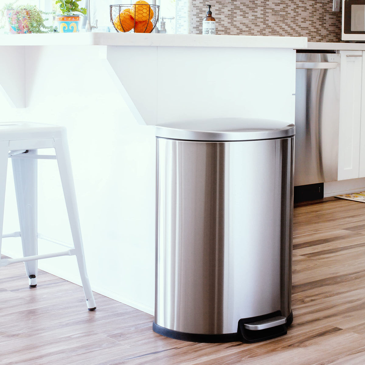 50L Stainless Steel Trash Can with Soft Close Lid K4910