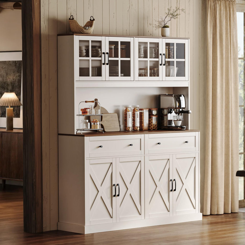 White Pantry Cabinet with Charging Station F2779