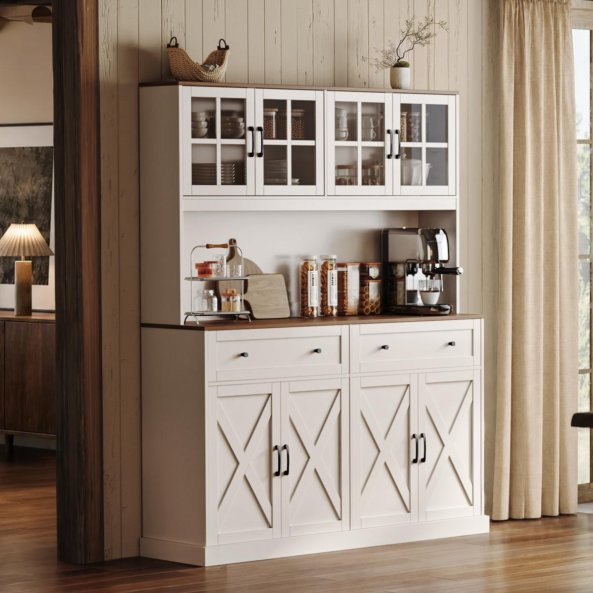 White Pantry Cabinet with Charging Station F2779