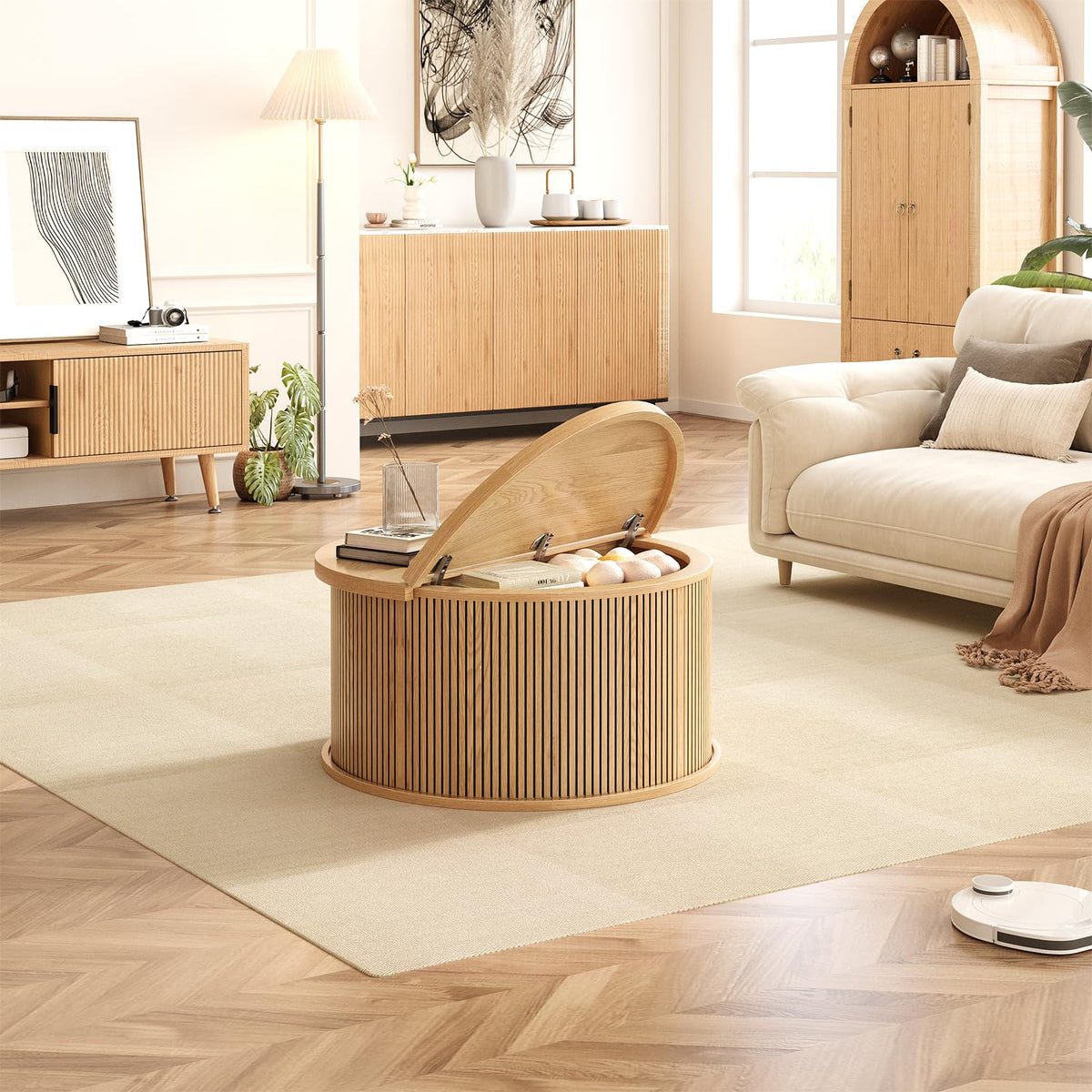 Round Lift Top Coffee Table with Storage T1992