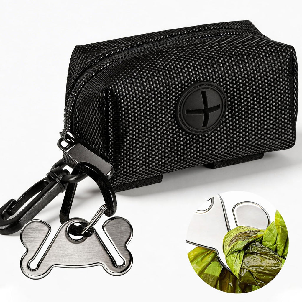 Black Dog Poop Bag Dispenser with Leash Clip P527112