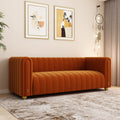 Orange Velvet 3 Seat Sofa M7106