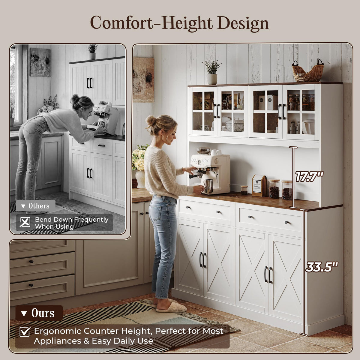 White Pantry Cabinet with Charging Station F2779