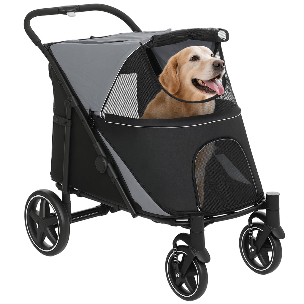 Foldable Dog Stroller with Storage Gray A552934