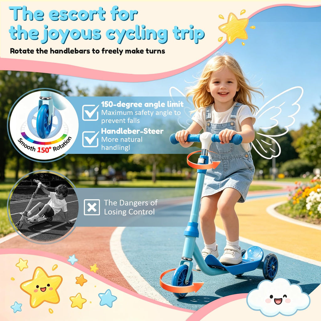 Three Wheel Scooter for Kids 2-5, Light Up Adjustable Height Kick Scooter Y28671