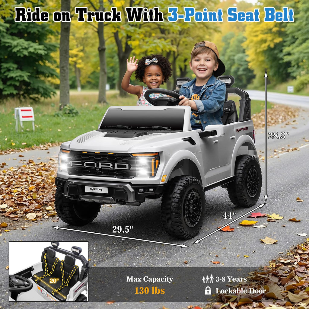 White 24V 2 Seater Ride On Truck A825