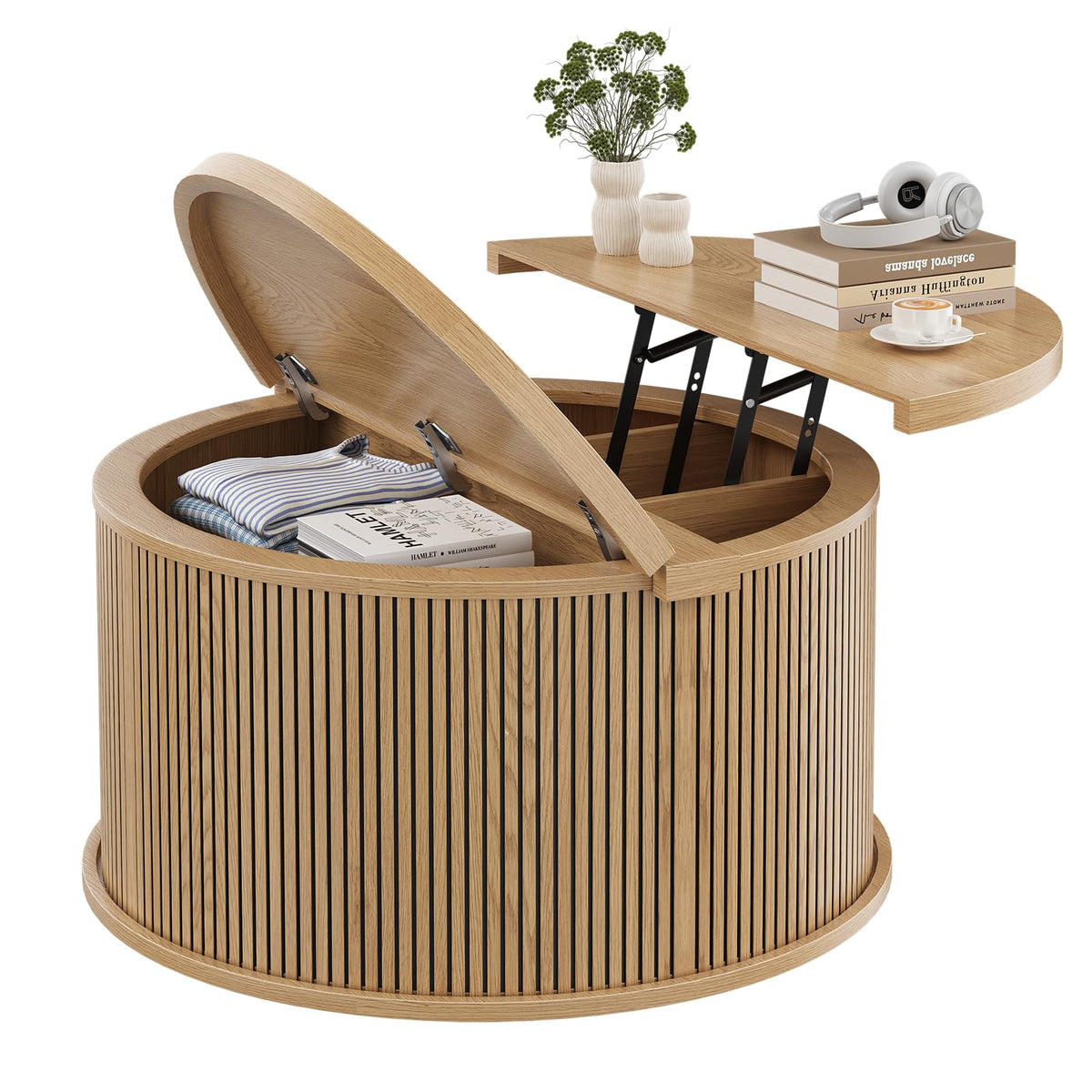 Round Lift Top Coffee Table with Storage T1992