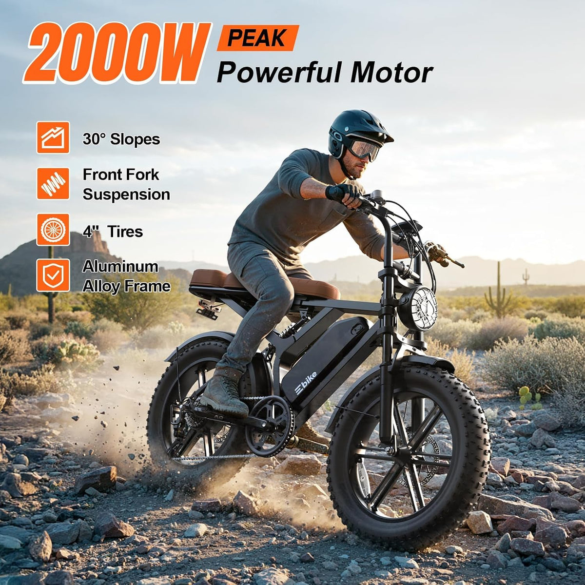 Electric Bike 48V 15 Ah Battery 2000W Peak Motor D730