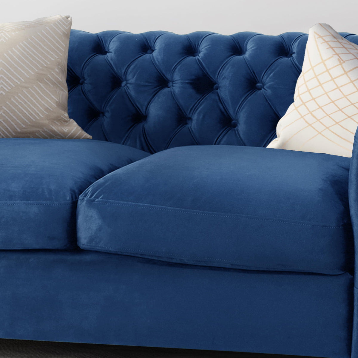 Navy Blue Velvet Tufted Chesterfield Sofa H452126