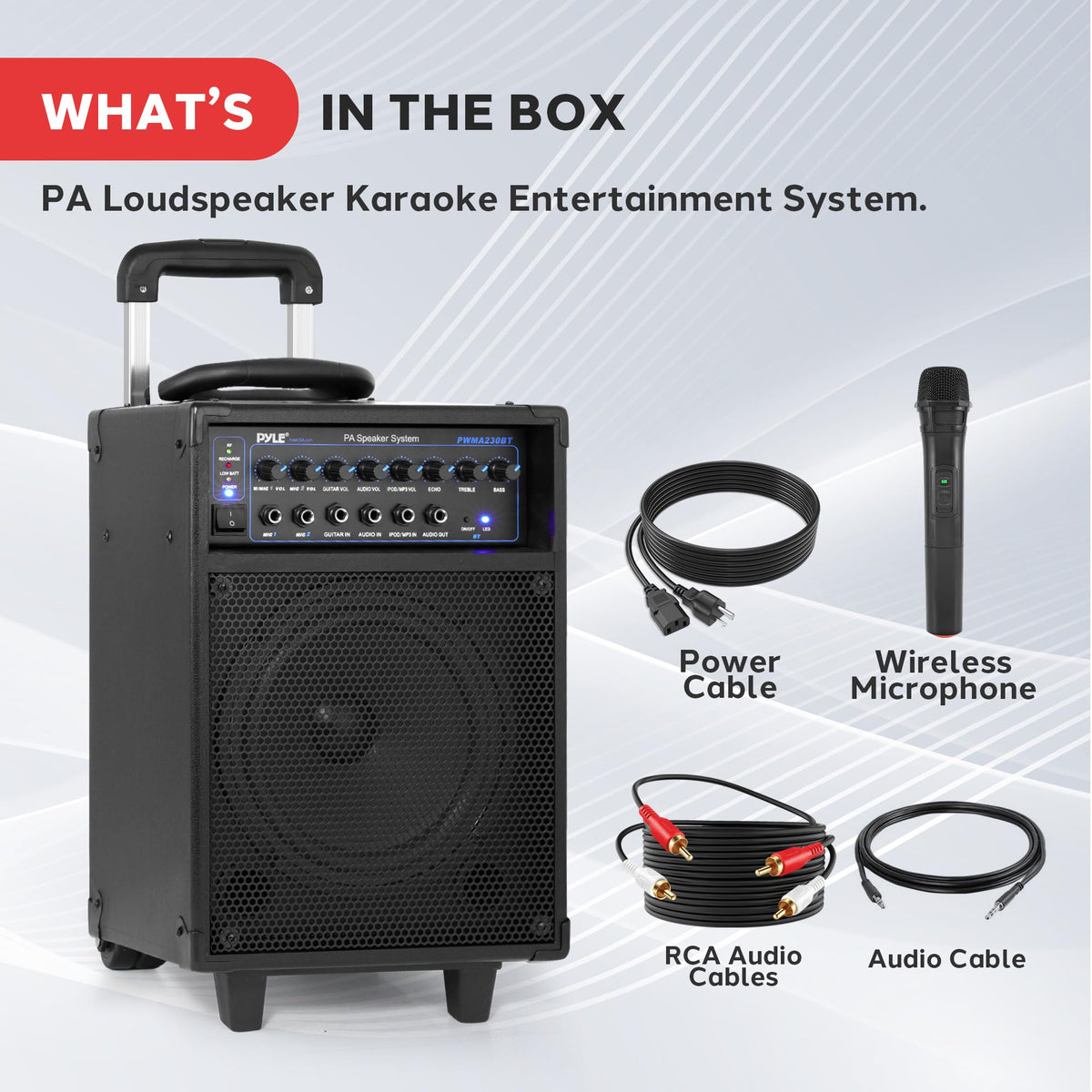 Wireless Portable PA System 400W Bluetooth Compatible Rechargeable Battery Powered Speaker Microphone Set H32056